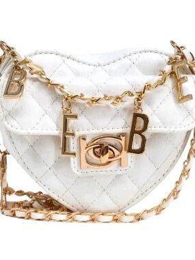 BEBE White Solana Vegan Leather Quilted Heart Mini Bag - NWT